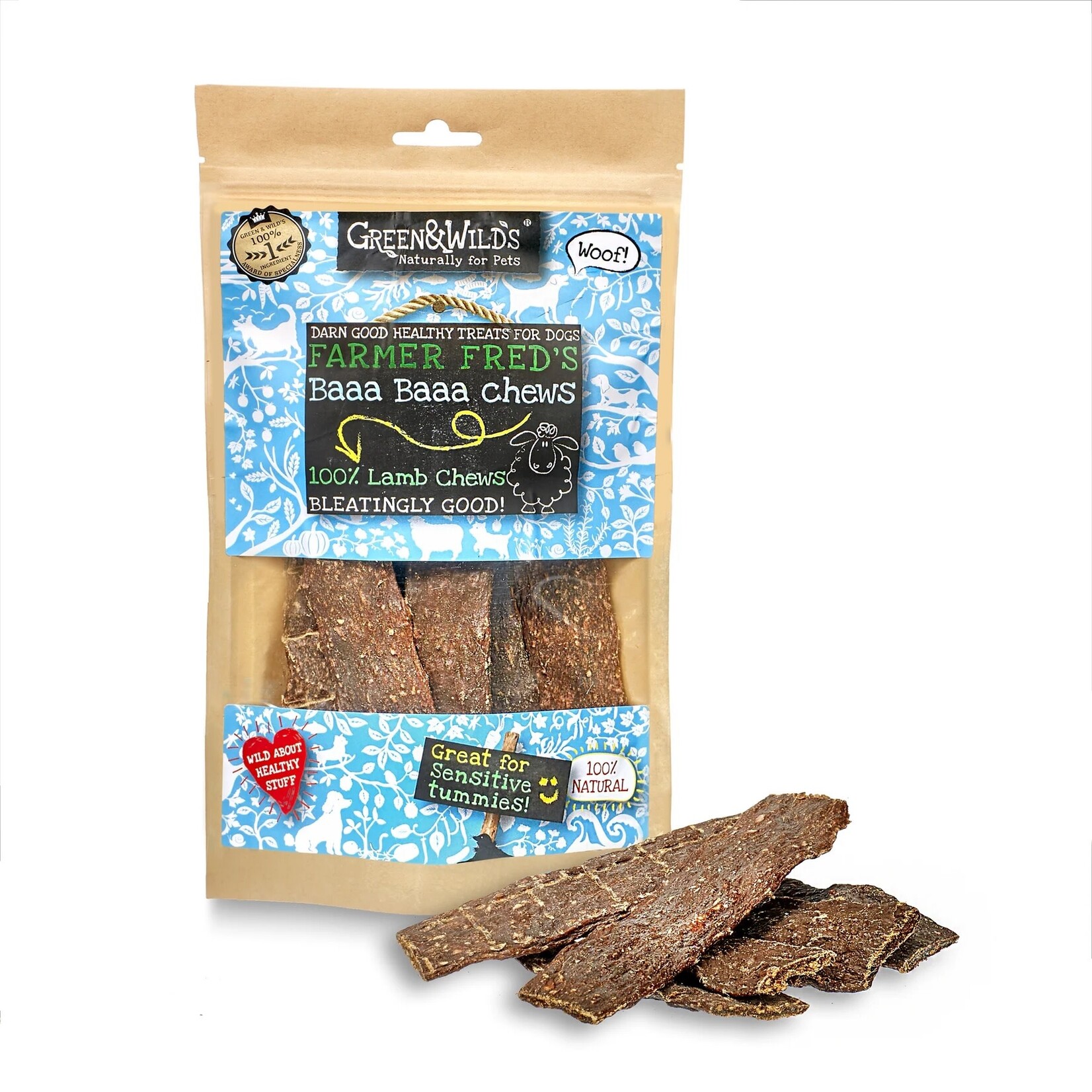 Green and Wild's Baaa Baaa 100% Lamb Dog Chews, 100g