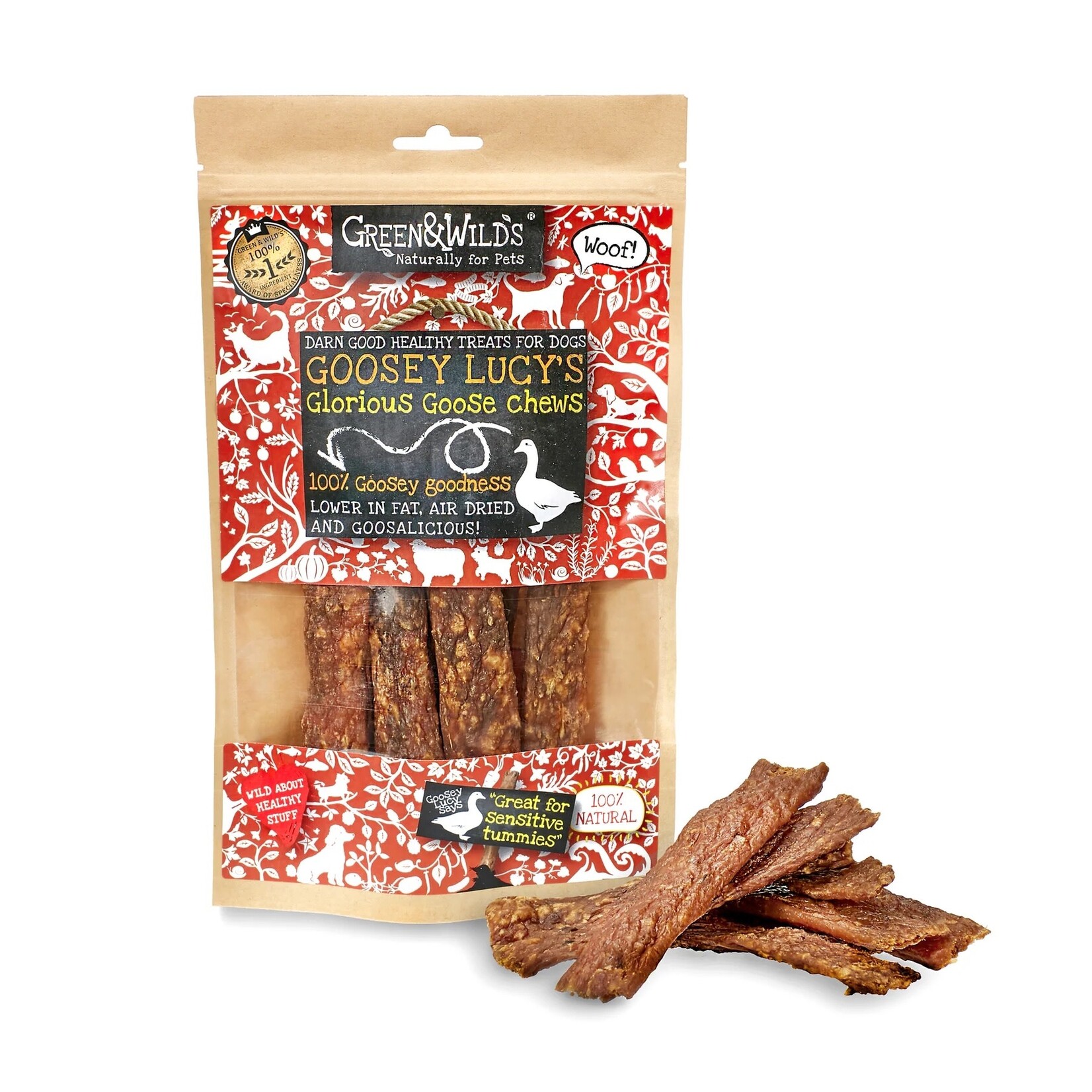 Green and Wild's Goosey Lucy's 100% Goose Dog Chews, 100g