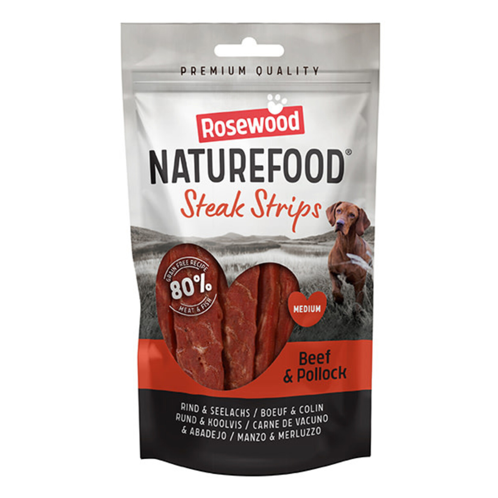 Rosewood Naturefood Steak Strips Beef & Pollock Dog Treats, Medium 100g