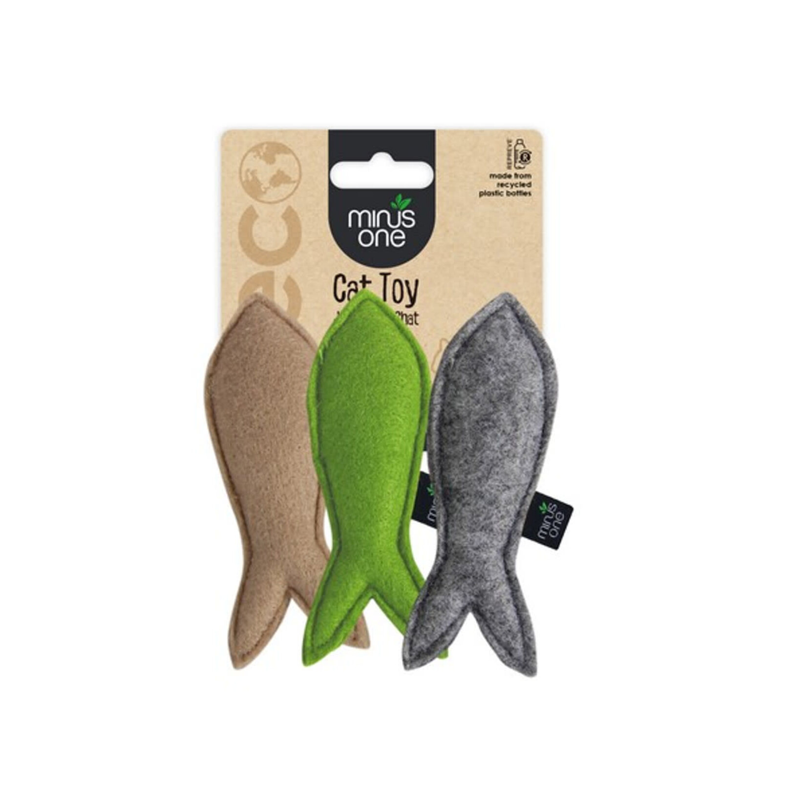 All For Paws Minus One Felt Eco Fish Cat Toy, 3 pack