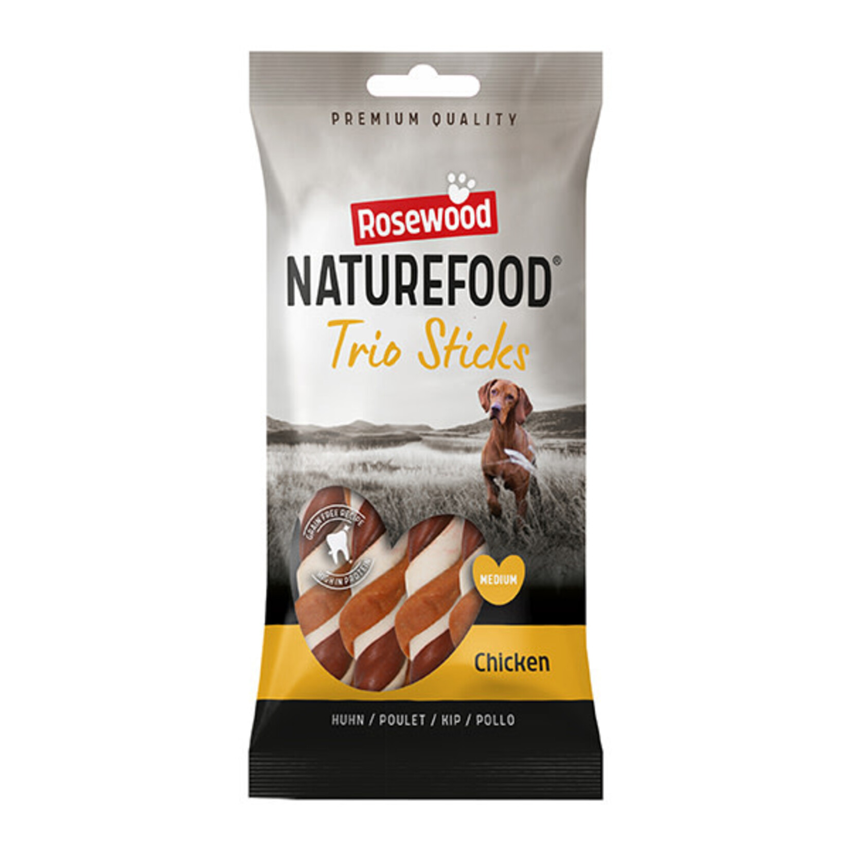 Rosewood Naturefood Trio Sticks Chicken Dog Treats, Medium 3 pack 90g