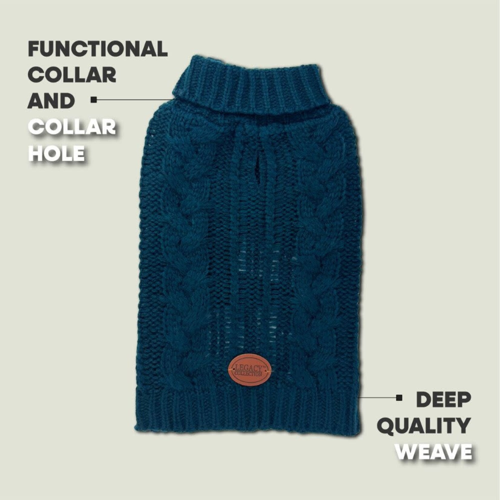 HugglePets Legacy Cable Knit Dog Jumper, Navy
