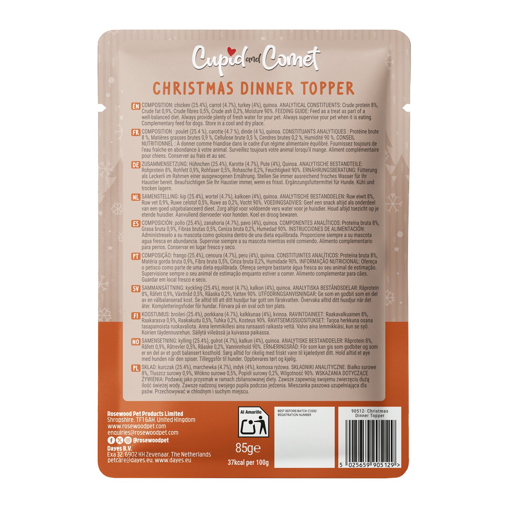Rosewood Christmas Dinner Topper Treat for Dogs, 85g