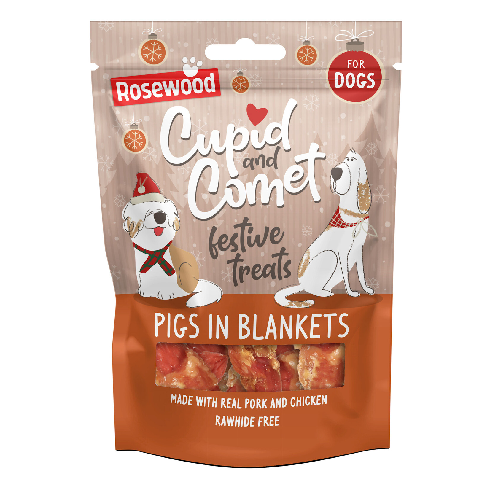 Rosewood Christmas Finest Pigs in Blanket Dog Treats, 100g