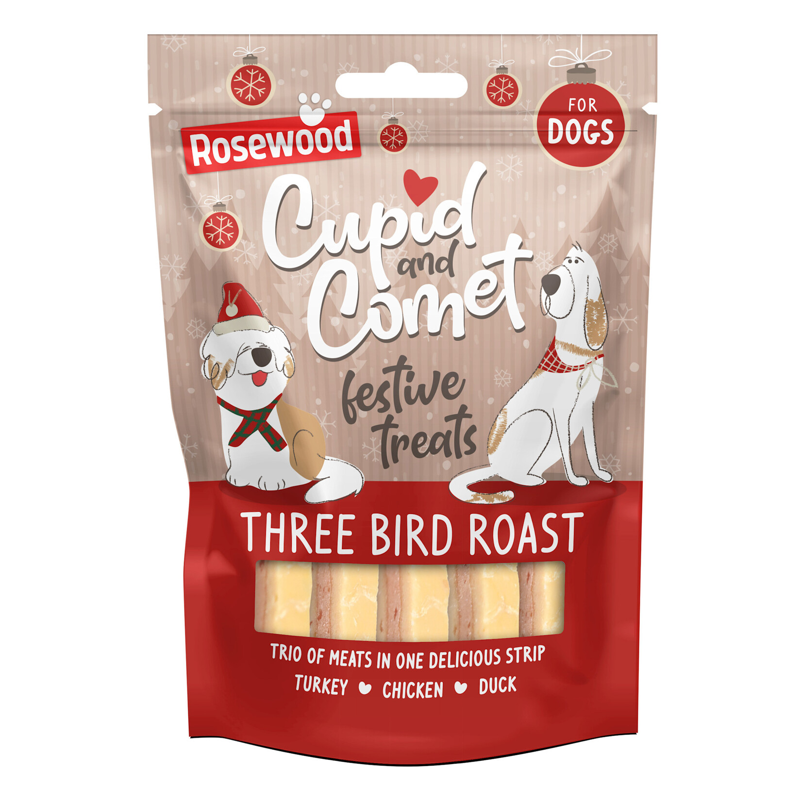 Rosewood Christmas Three Bird Roast Strips Dog Treats, 100g