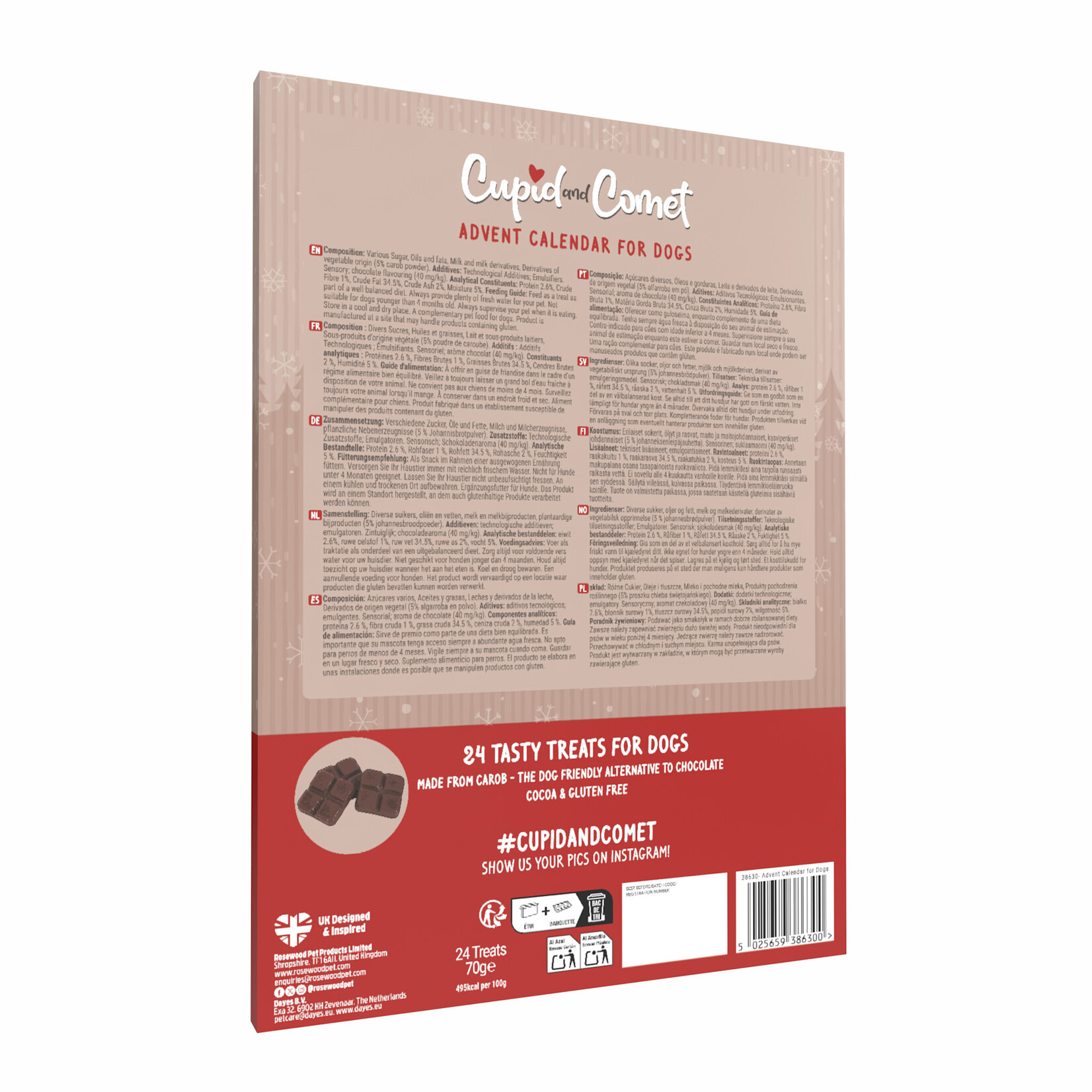 Rosewood Cupid & Comet Advent Calendar for Dogs, 70g