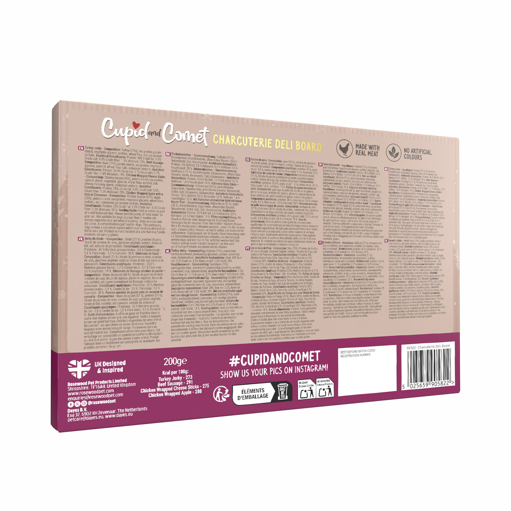 Rosewood Cupid & Comet Charcuterie Deli Board Christmas Dog Treats, 200g