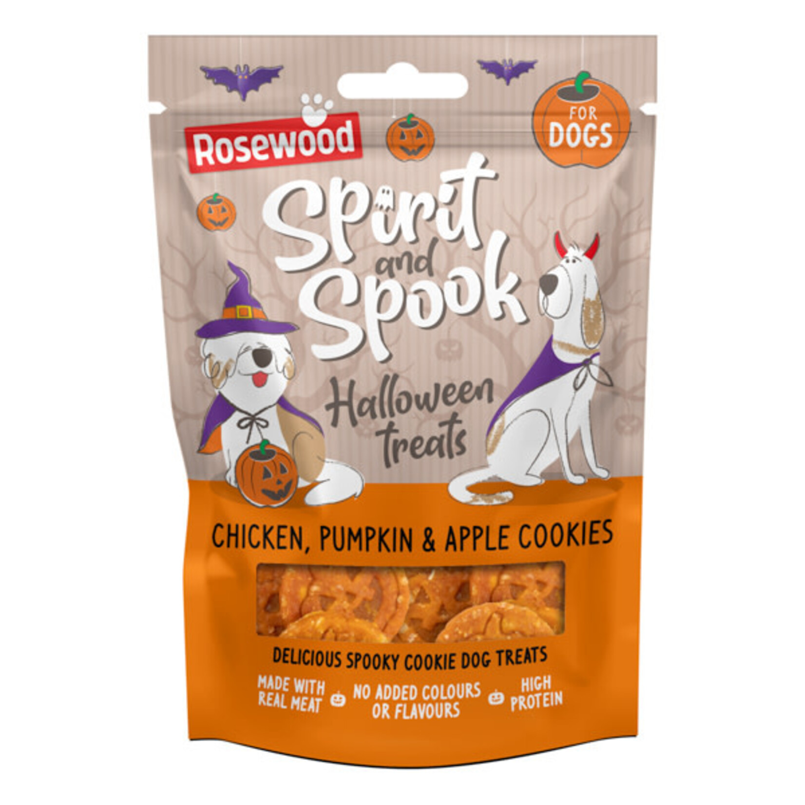 Rosewood Spirit & Spook Halloween Dog Treats Chicken, Pumpkin & Apple Cookies, 100g