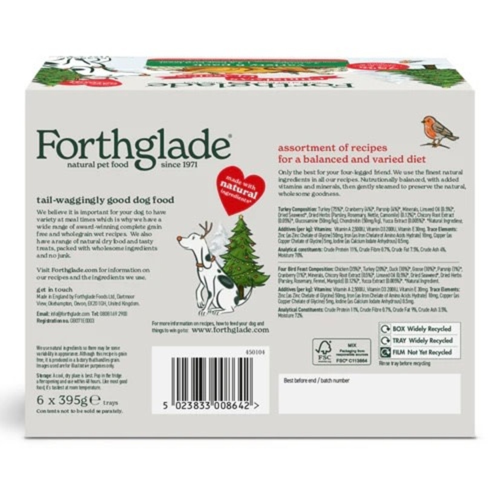 Forthglade Christmas Classics Wet Dog Food Variety Pack, 6 x 395g