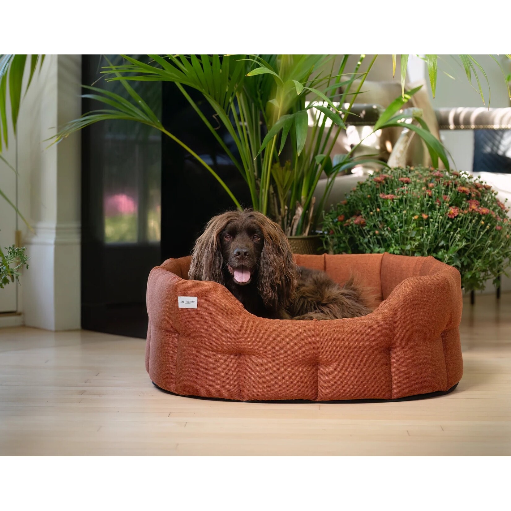 Earthbound Round Camden Dog Bed in Burnt Orange