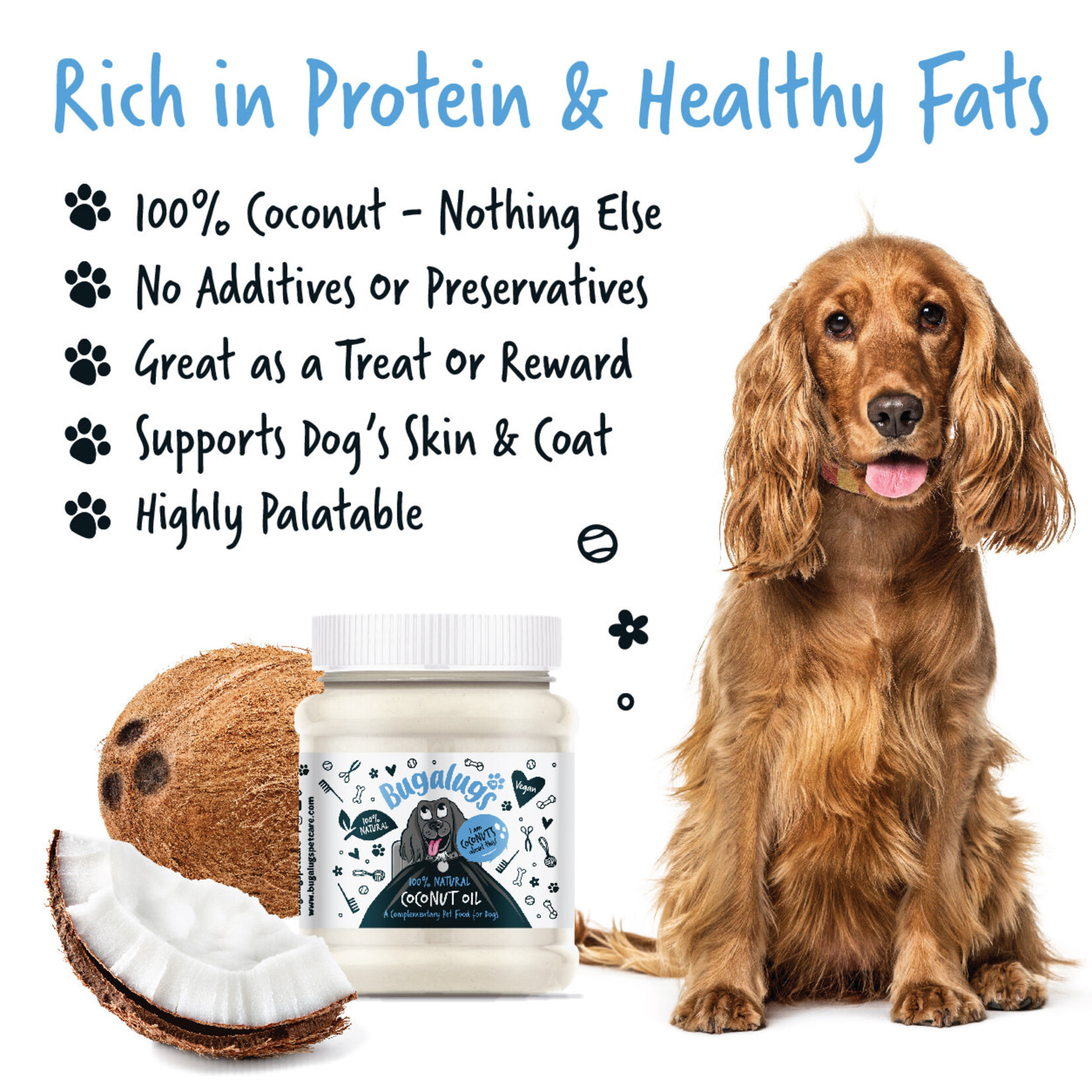 Bugalugs 100% Natural Coconut Oil Complementary Food for Dogs, 340g