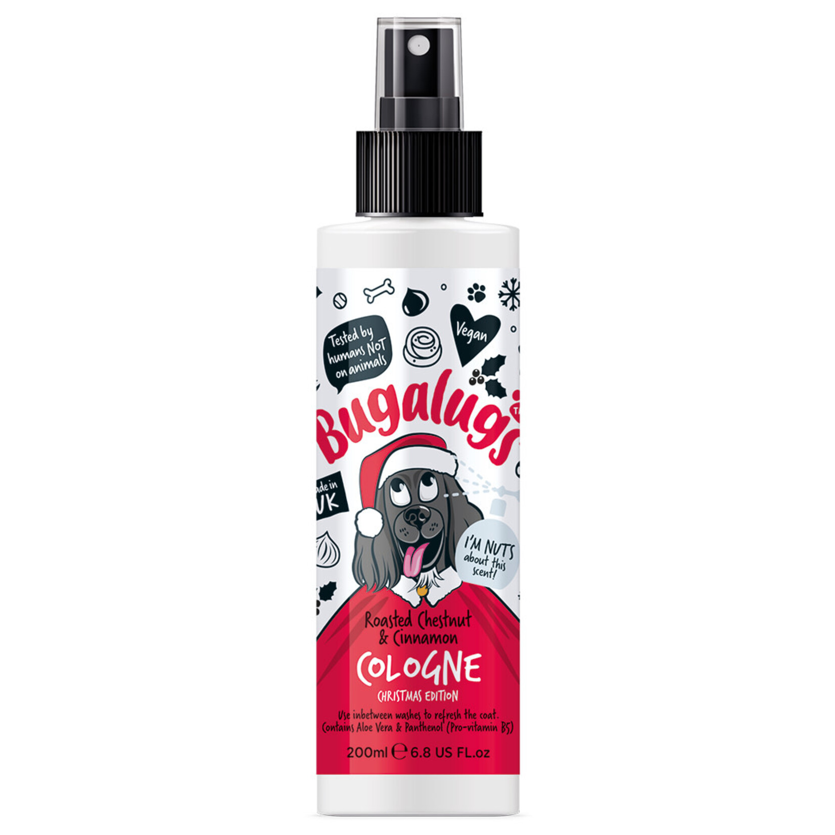 Bugalugs Christmas Edition Dog & Cologne with Roasted Chestnut & Cinnamon Fragrance, 200ml
