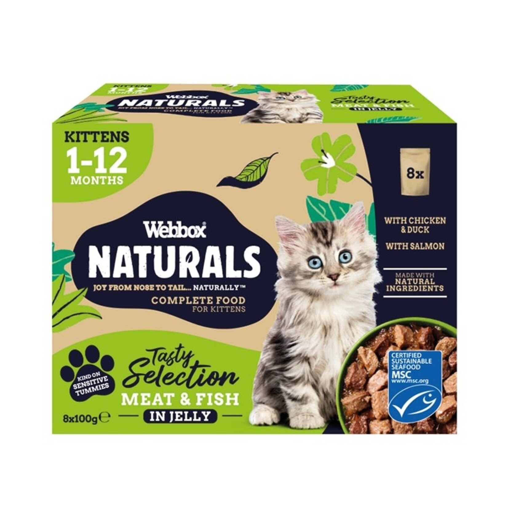 Webbox Naturals Kitten Selection Jelly Wet Cat Food, 8 x 100g