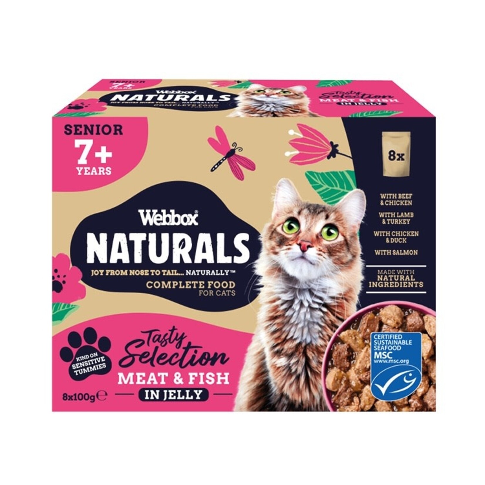 Webbox Naturals Senior 7+ Selection Jelly Wet Cat Food, 8 x 100g