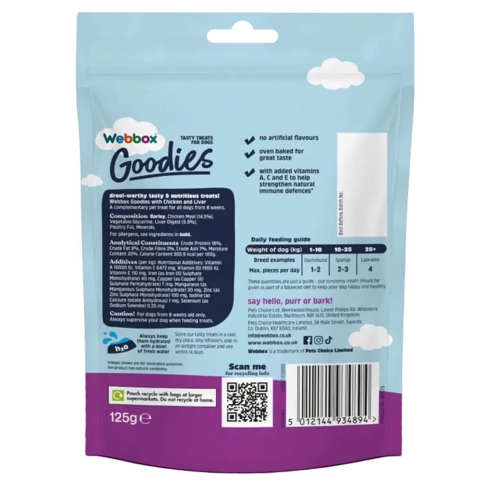 Webbox Goodies Chicken & Liver Baked Dog Treats, 125g