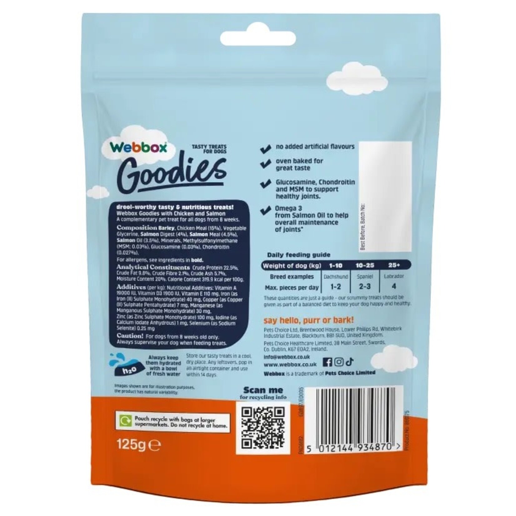 Webbox Goodies Chicken & Salmon Baked Dog Treats, 125g