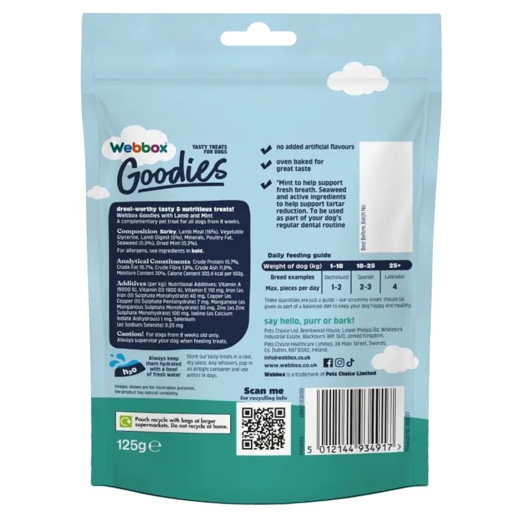 Webbox Goodies Lamb & Mint Baked Dog Treats, 125g
