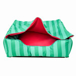 Rosewood Happy Hideout Dog Bed in Green & Pink, 70 x 70 x 20cm