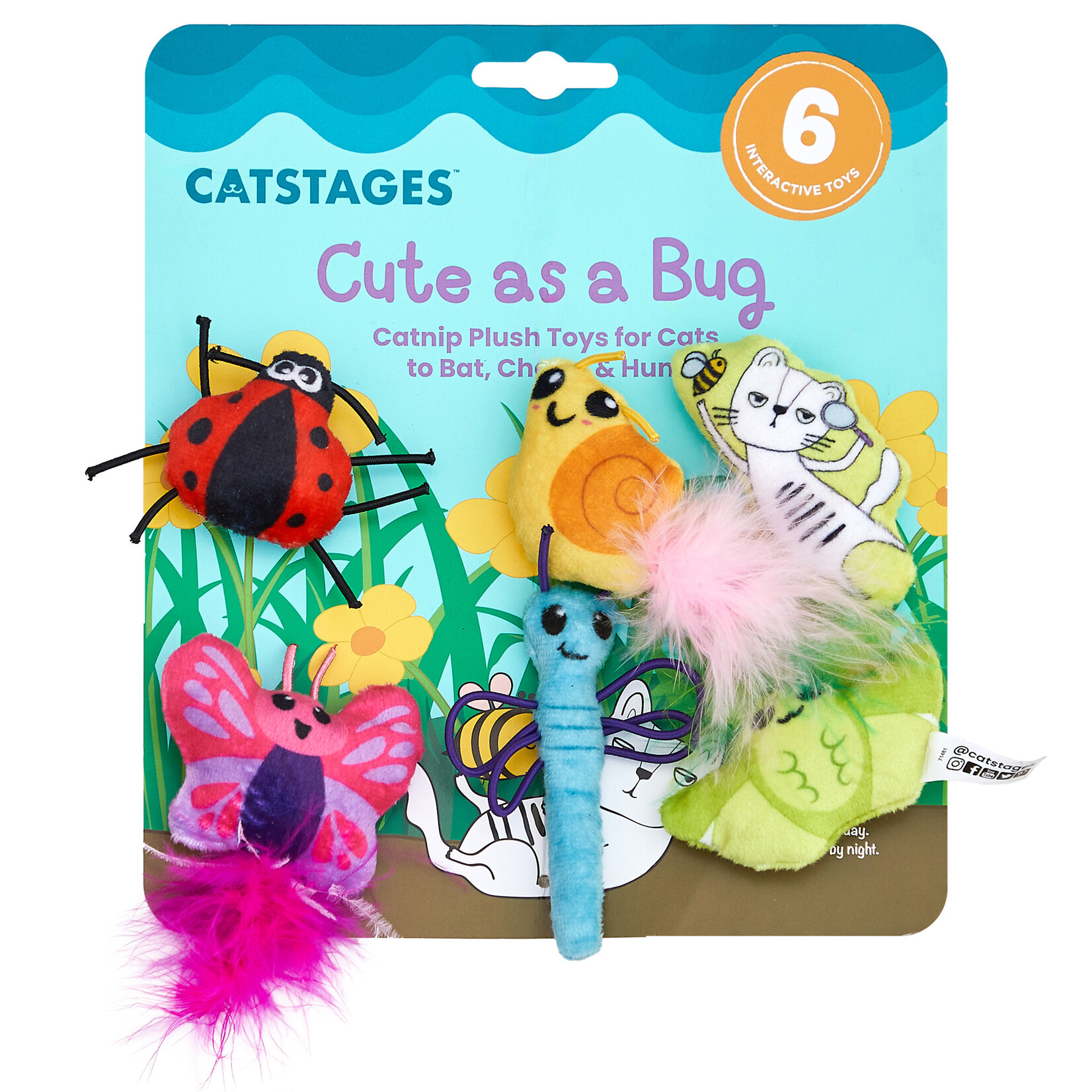 Nina Ottosson Catstages Cute as a Bug Catnip Cat Toys, 6 pack