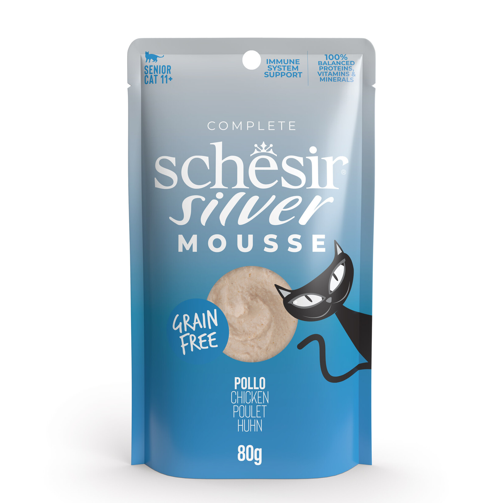 Schesir Silver Complete Grain Free Senior Cat Food Mousse Pouch 80g