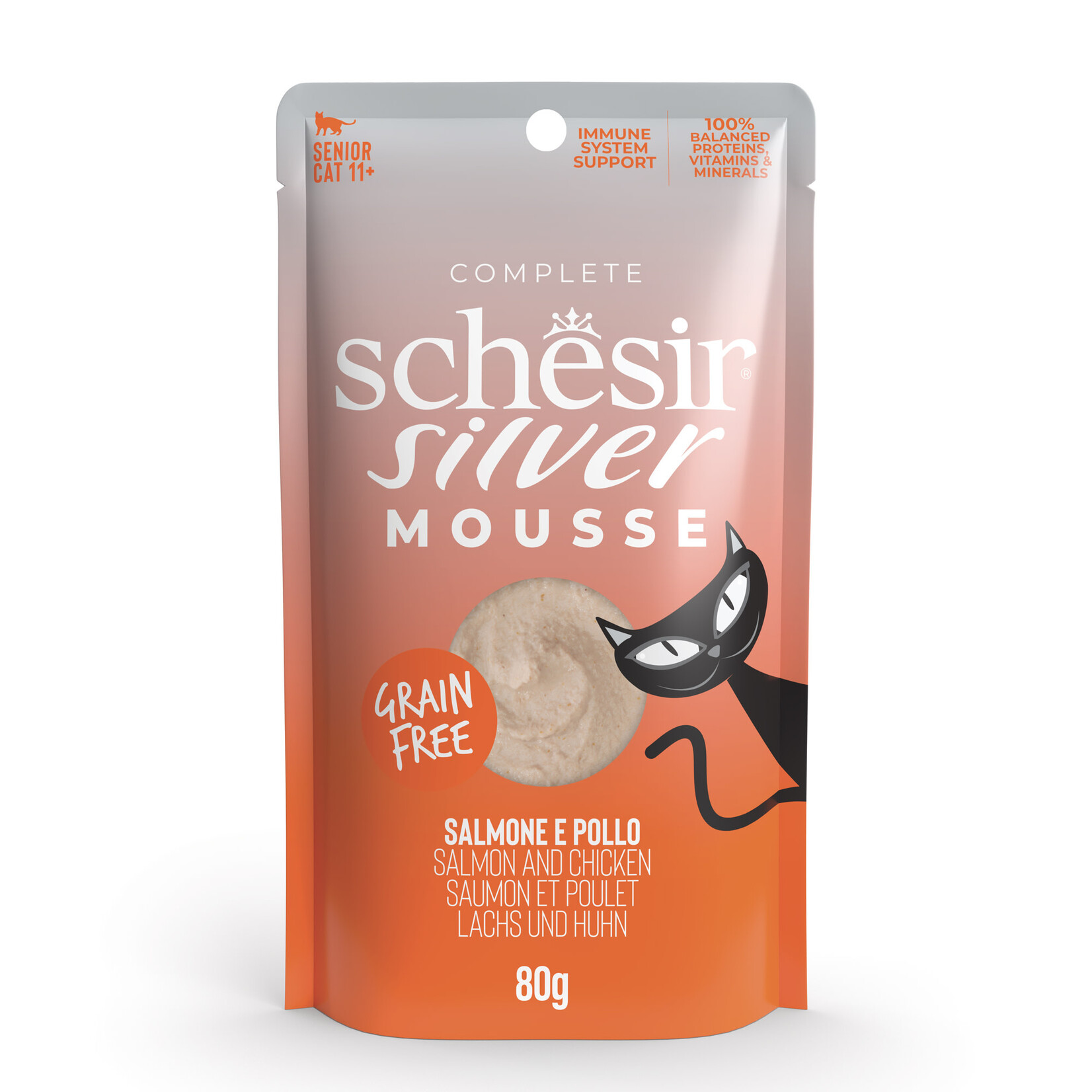 Schesir Silver Complete Grain Free Senior Cat Food Mousse Pouch 80g