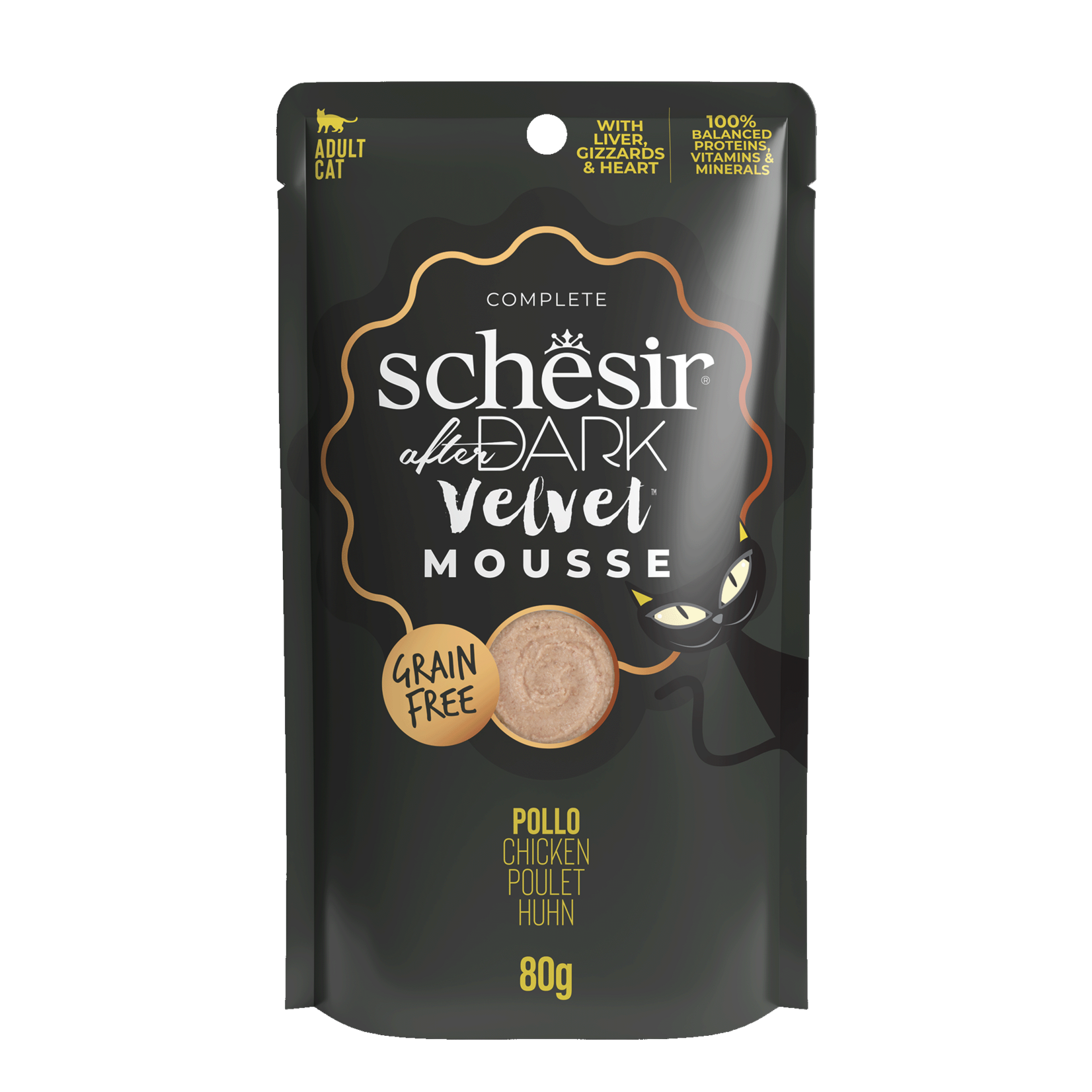 Schesir After Dark Velvet Mousse Complete Grain Free Adult Cat Food Pouch 80g