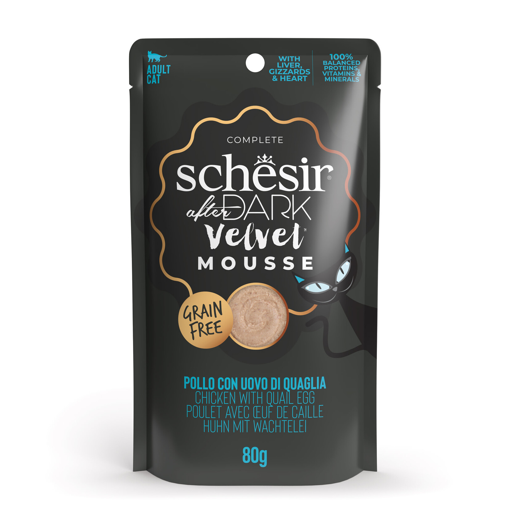 Schesir After Dark Velvet Mousse Complete Grain Free Adult Cat Food Pouch 80g
