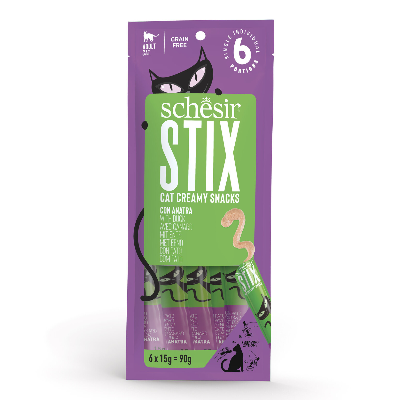 Schesir Stix Adult Cat Creamy Snacks Treat Pouch 6 x 15g