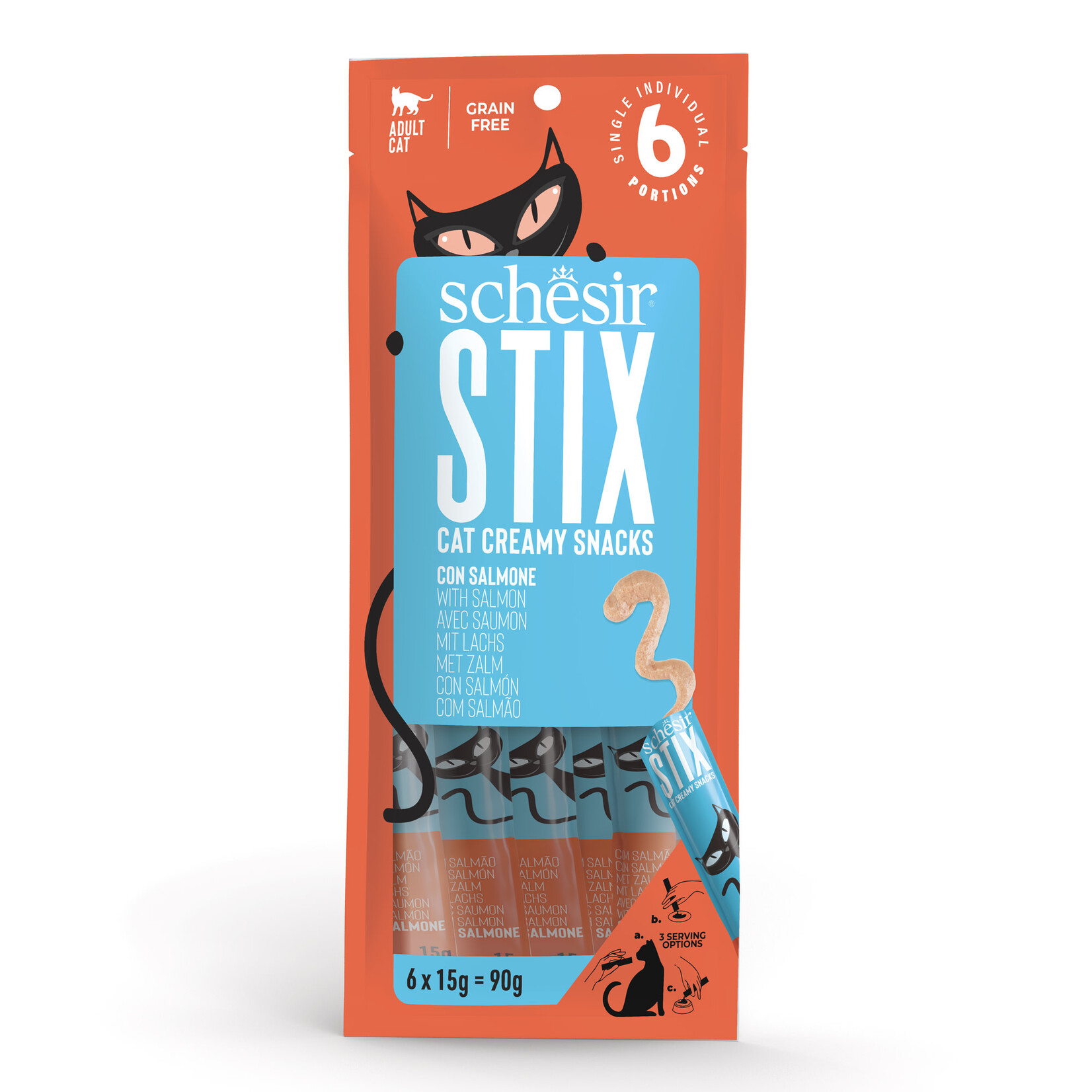 Schesir Stix Adult Cat Creamy Snacks Treat Pouch 6 x 15g