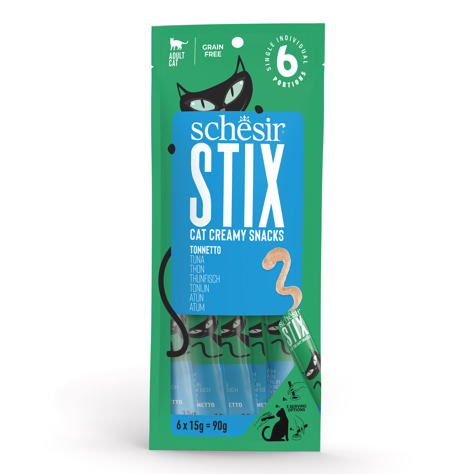 Schesir Stix Adult Cat Creamy Snacks Treat Pouch 6 x 15g