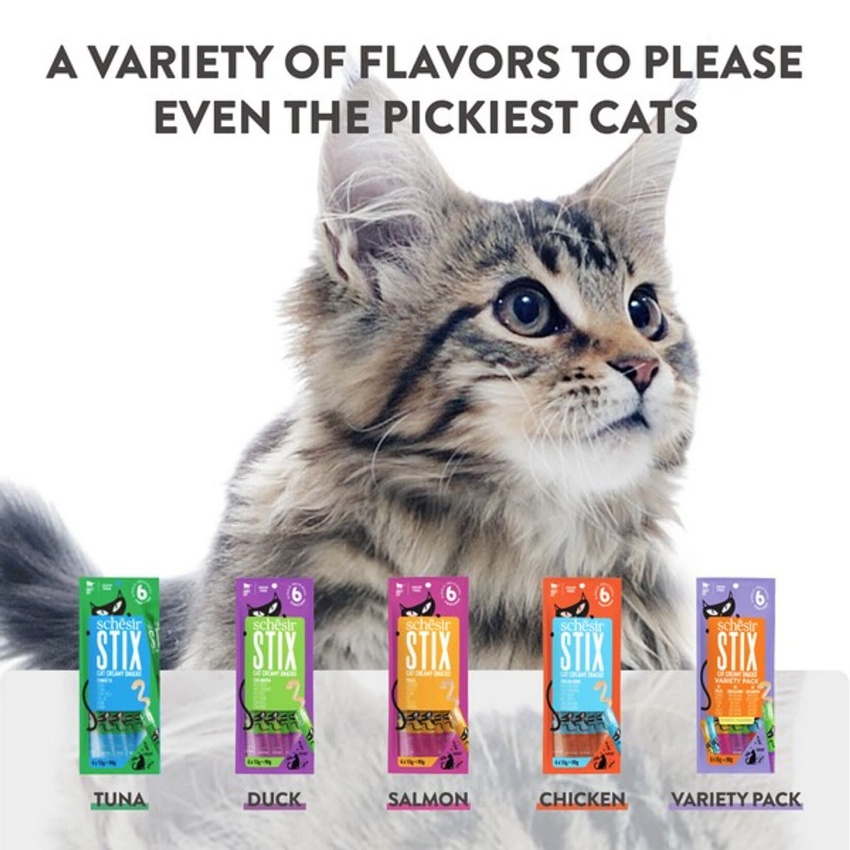 Schesir Stix Adult Cat Creamy Snacks Treat Pouch 6 x 15g