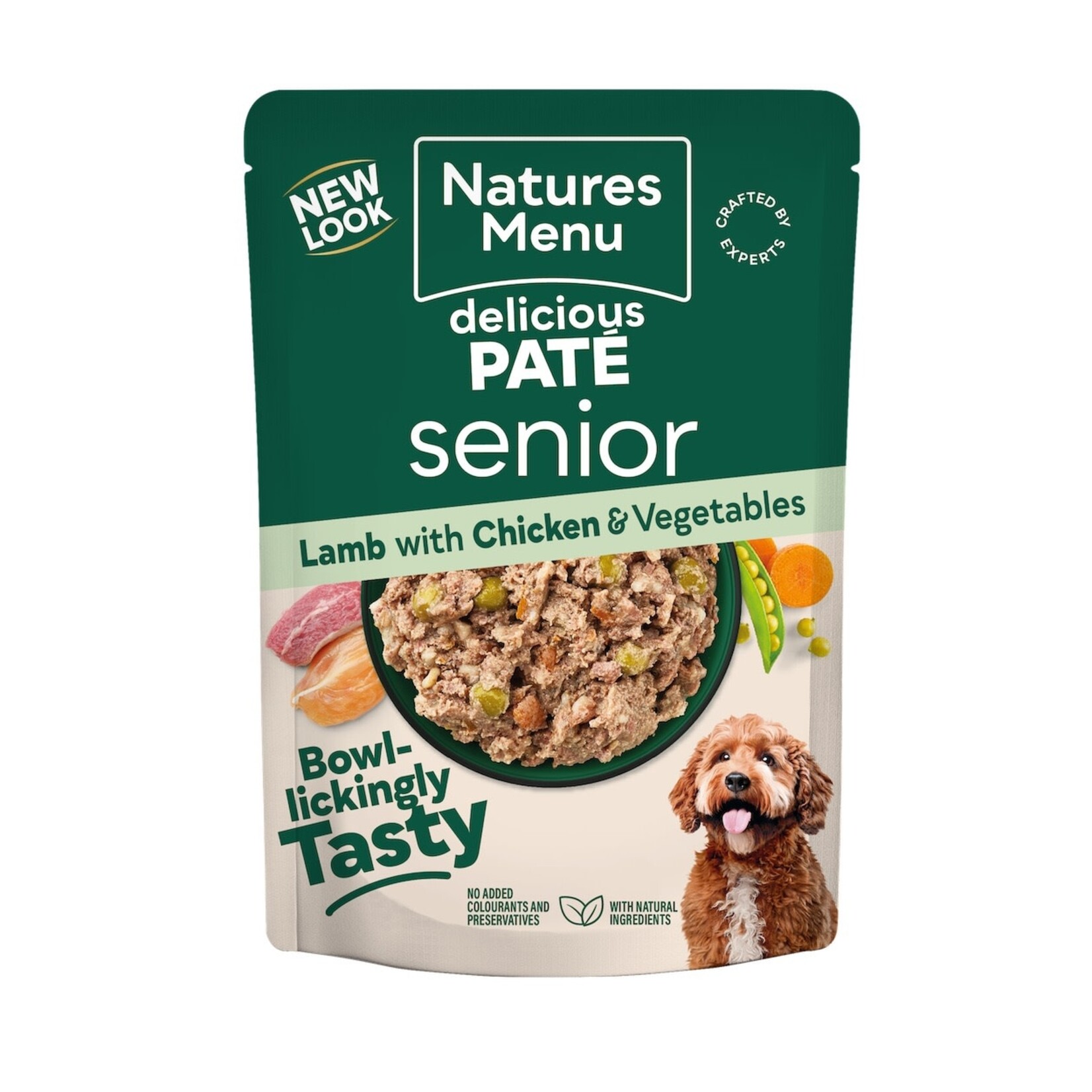 Natures Menu Senior Delicious Pate Wet Dog Food Pouch Lamb with Chicken and Vegetables, 8 x 300g