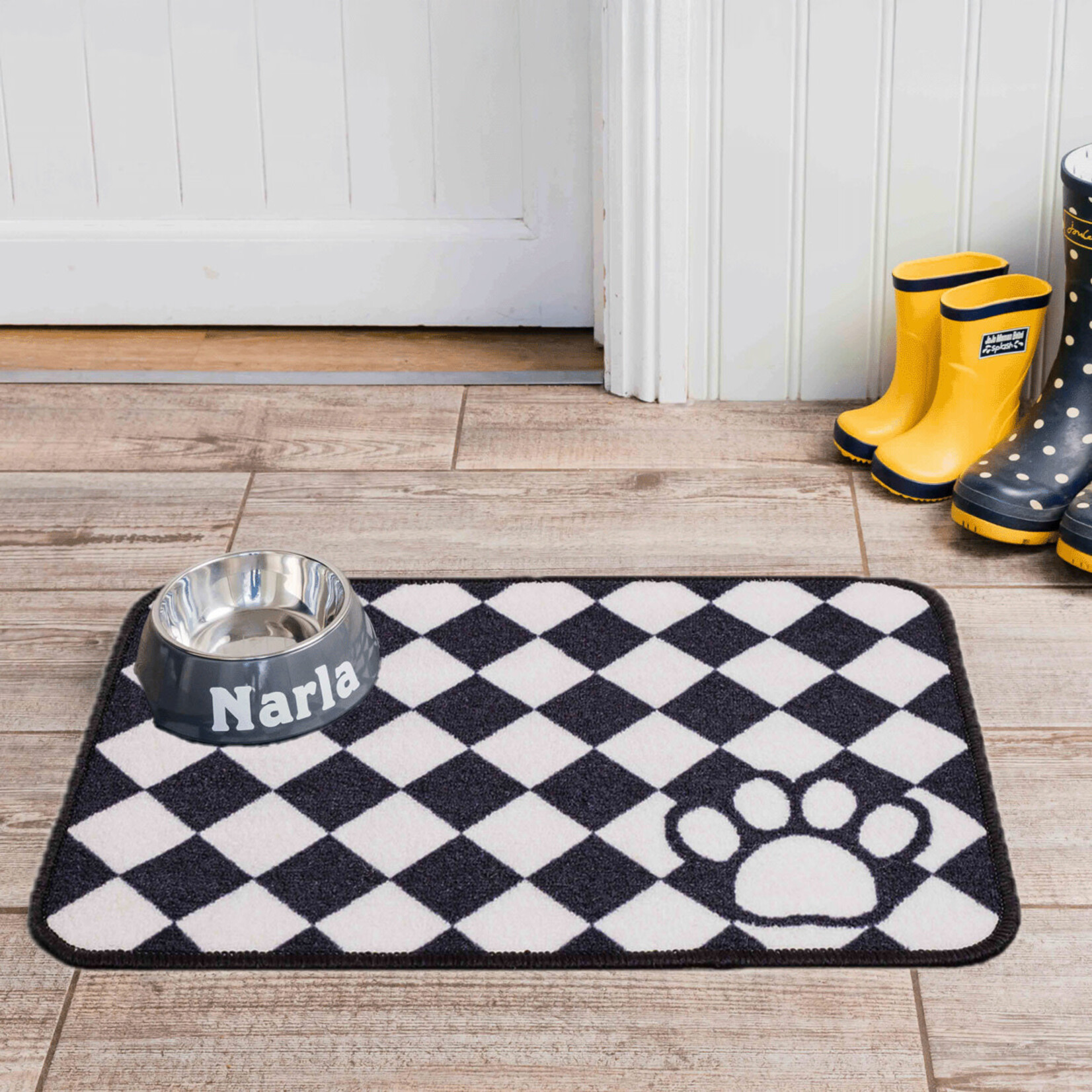 Pet Rebellion Dinner Mate Large Absorbent Pet Food Mat Check 40 x 60cm