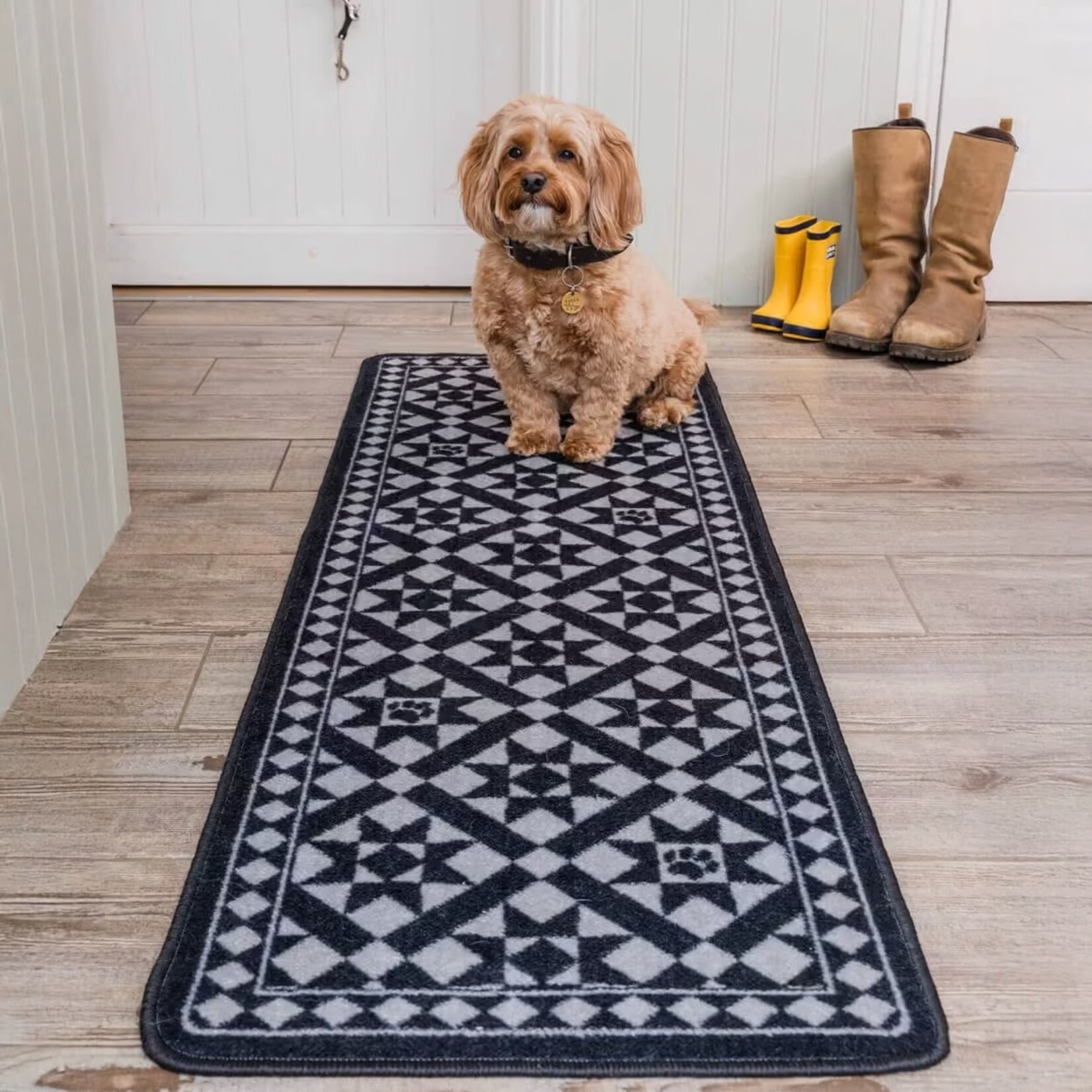 Pet Rebellion Stop Muddy Paws Floor Runner Mat, Victorian Tile 50 x 150cm