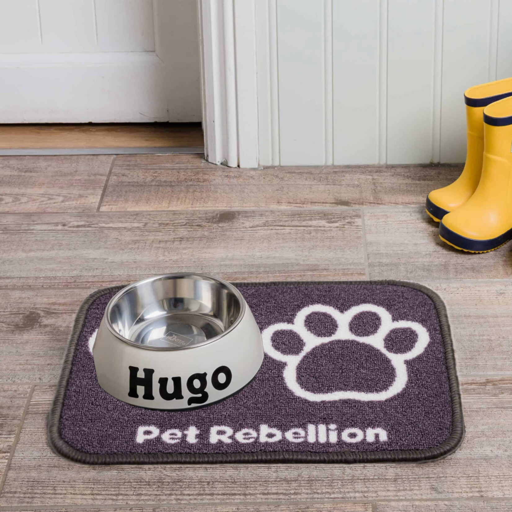 Pet Rebellion Mini Mate Small Absorbent Pet Food Mat Dary Grey 30 x 40cm
