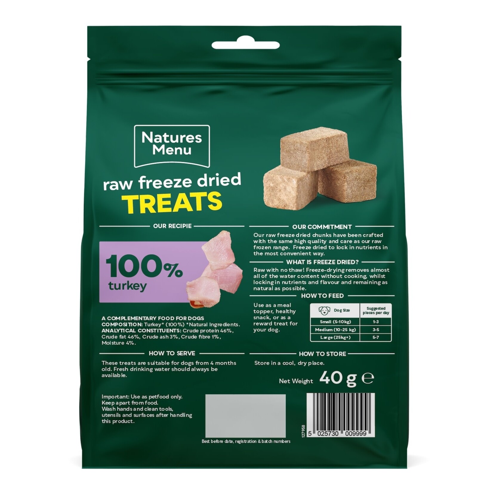 Natures Menu Raw Freeze Dried Chunks Dog Treats, 40g