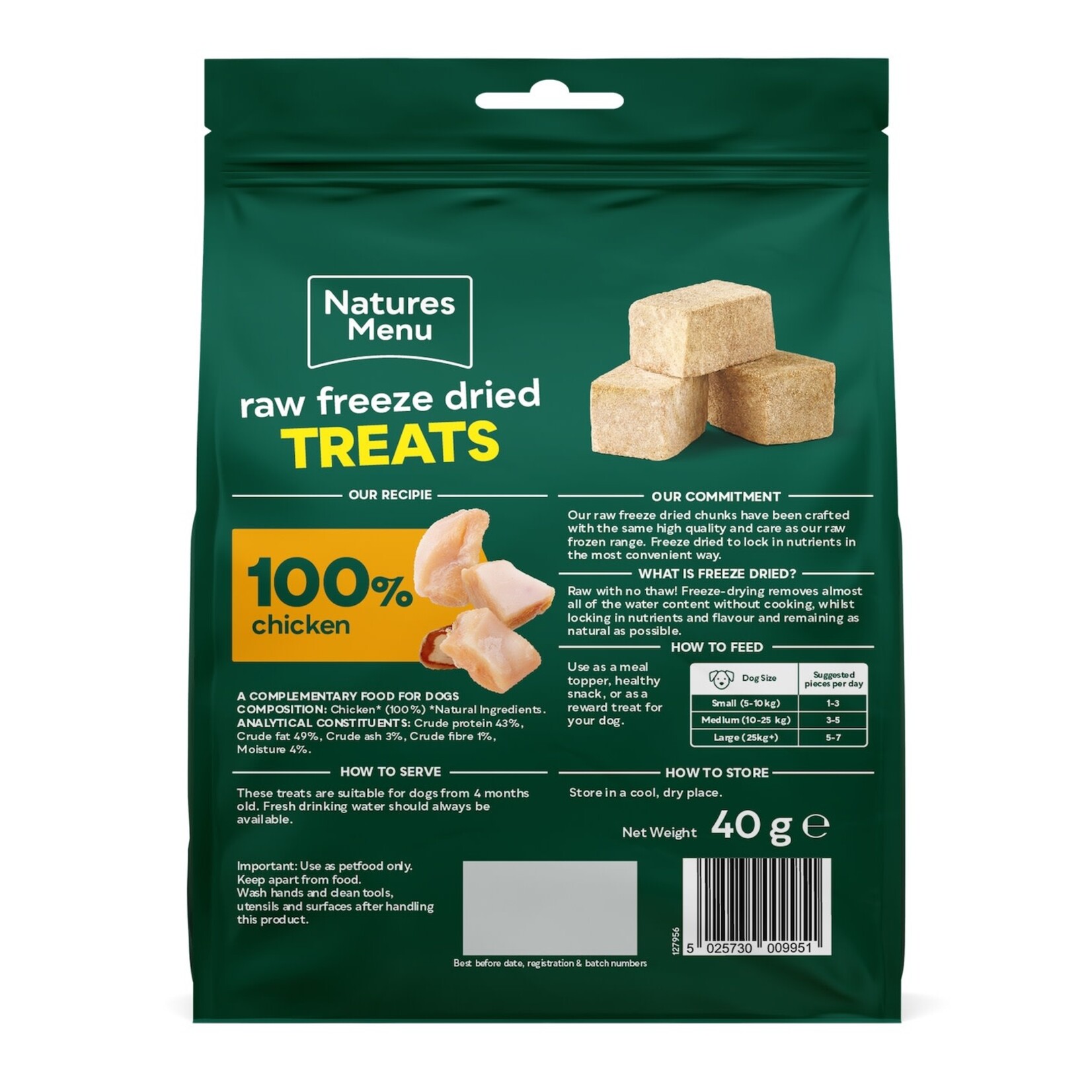 Natures Menu Raw Freeze Dried Chunks Dog Treats, 40g