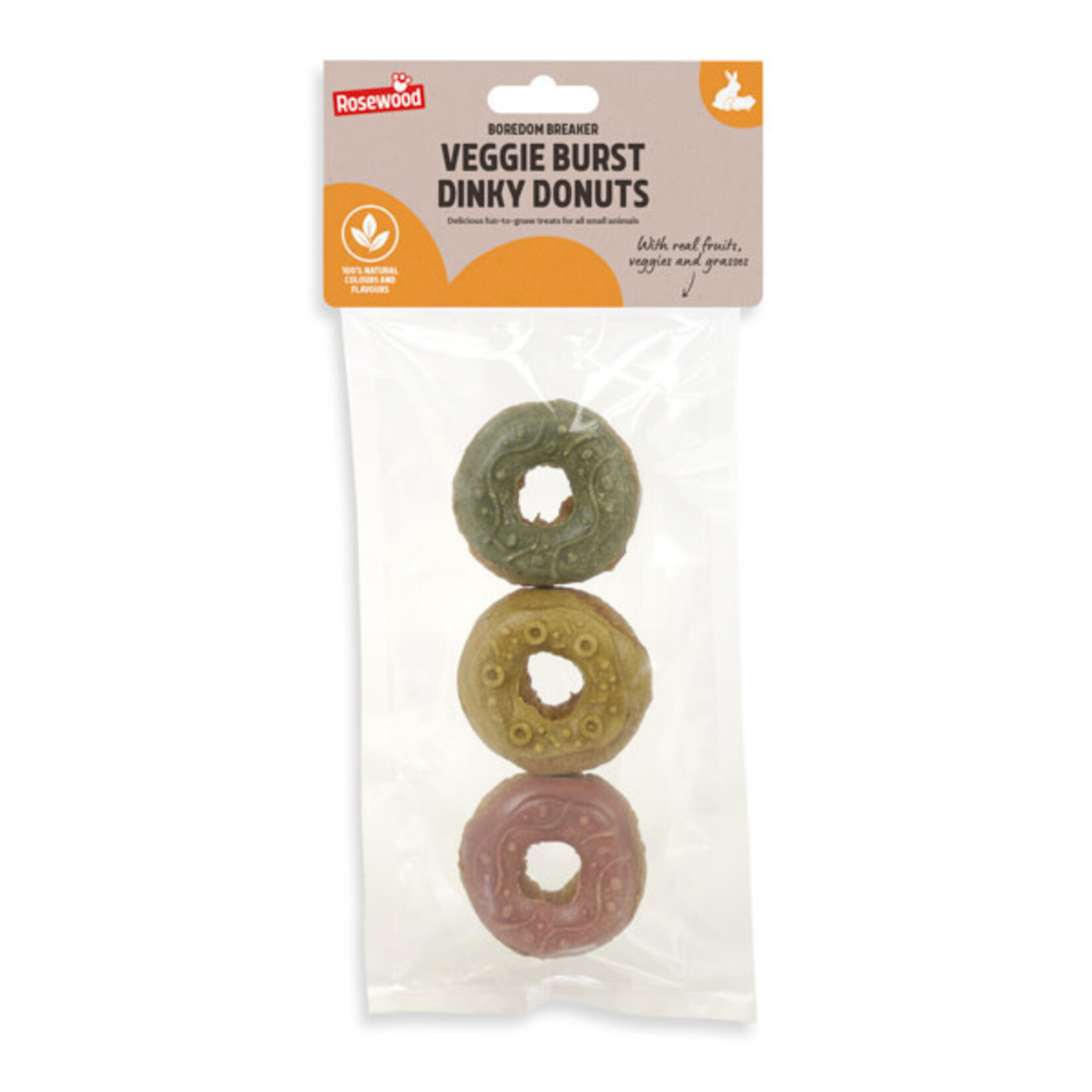 Rosewood Veggie Burst Dinky Donuts Small Animal Treats, 3 pack