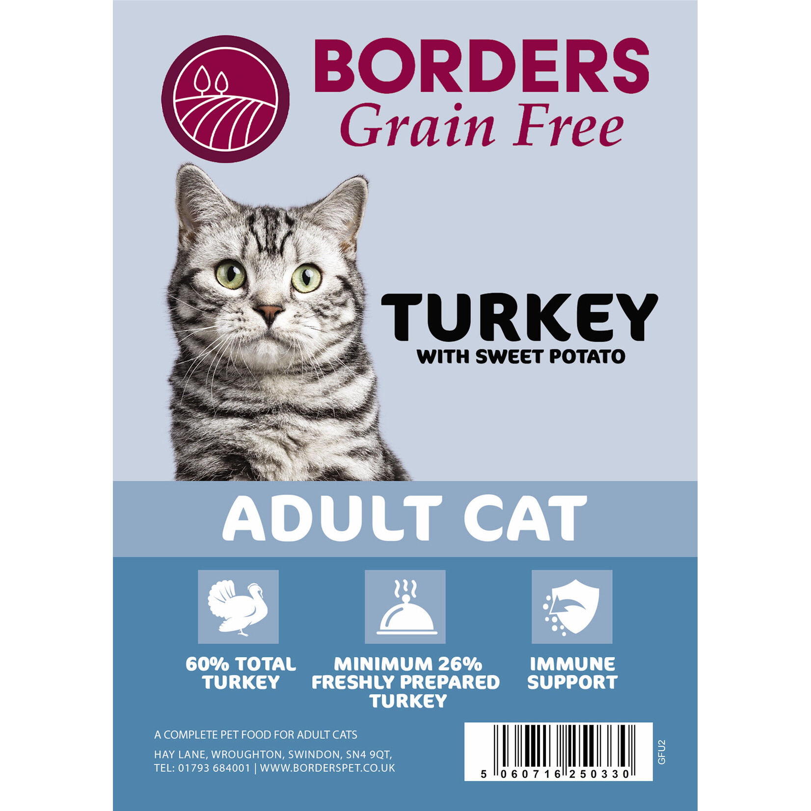 Borders Grain Free Adult Cat Dry Food with Freshly Prepared Turkey