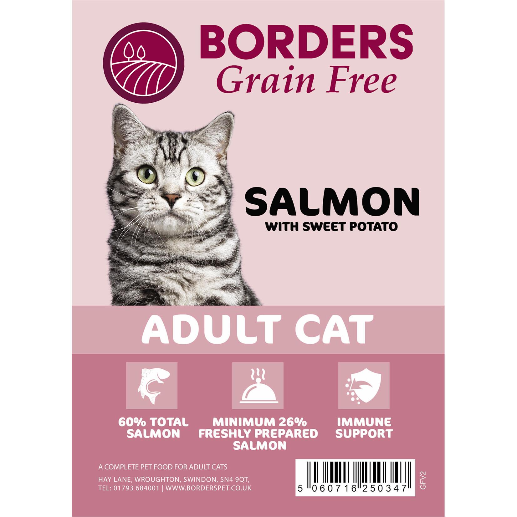 Borders Grain Free Adult Cat Dry Food with Freshly Prepared Salmon