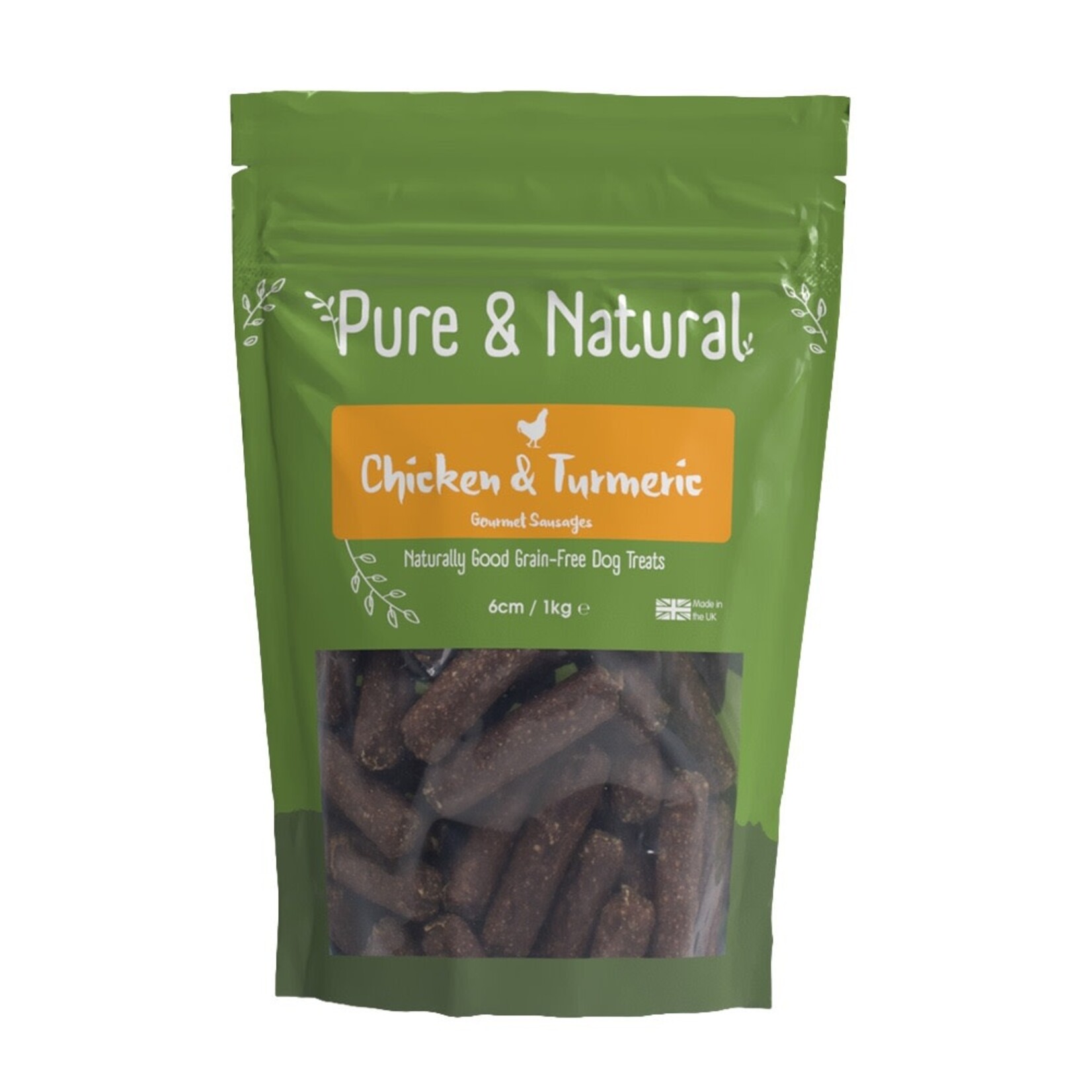 Pure & Natural Chicken & Tumeric Sausages Dog Treats 6cm, 1kg