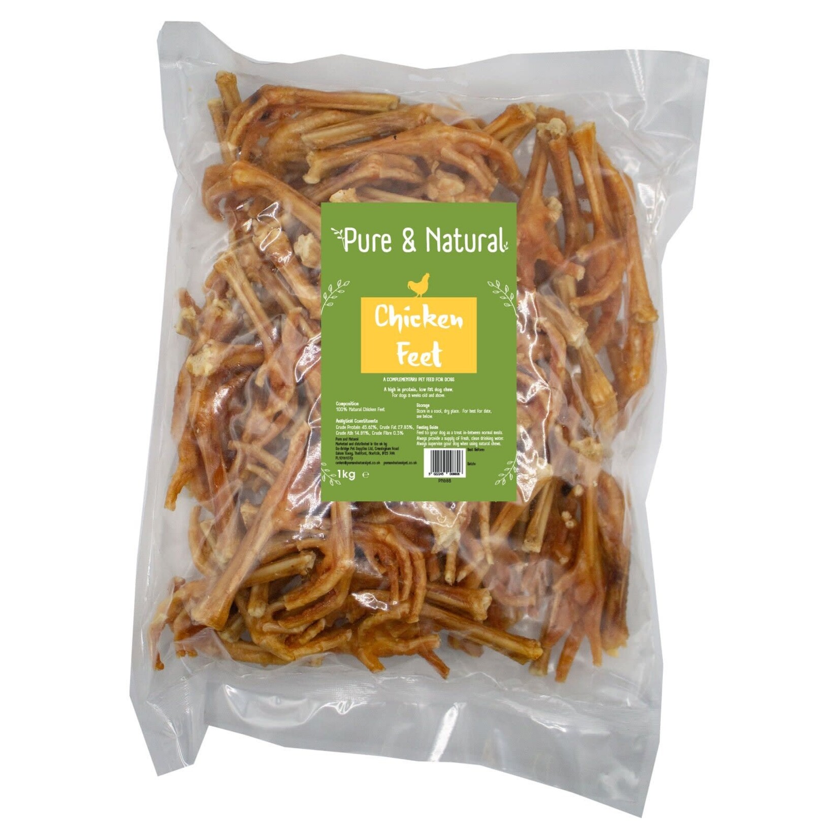 Pure & Natural Chicken Feet Dog Treats 1kg Bag
