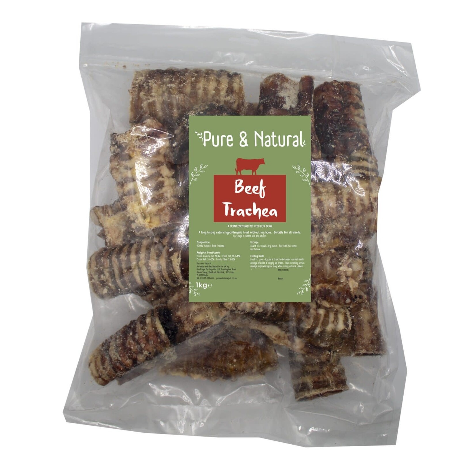 Pure & Natural Beef Trachea Dog Treats, 1kg Bag