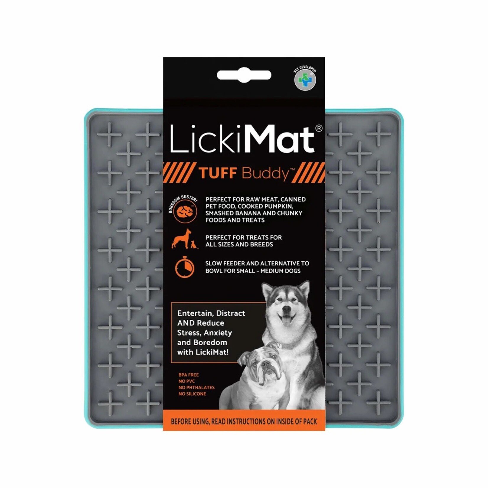 LickiMat Tuff Buddy Slow Feeder Lick Mat for Dogs, Turquoise