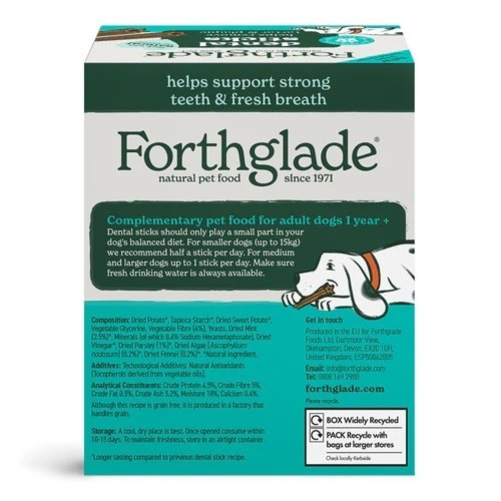 Forthglade Natural Dental Sticks Dog Treats, 20 Pack