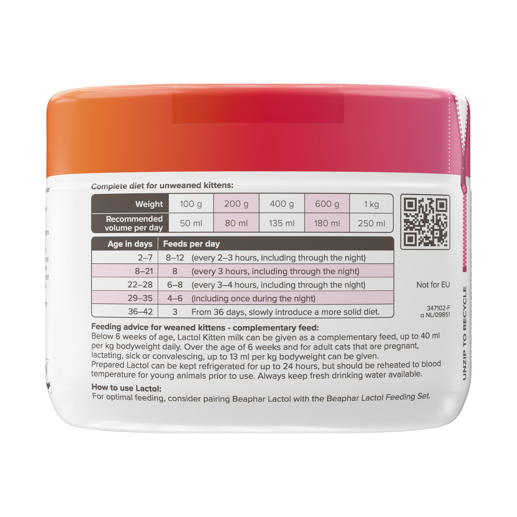 Beaphar Lactol Milk Replacer for Kittens, 250g