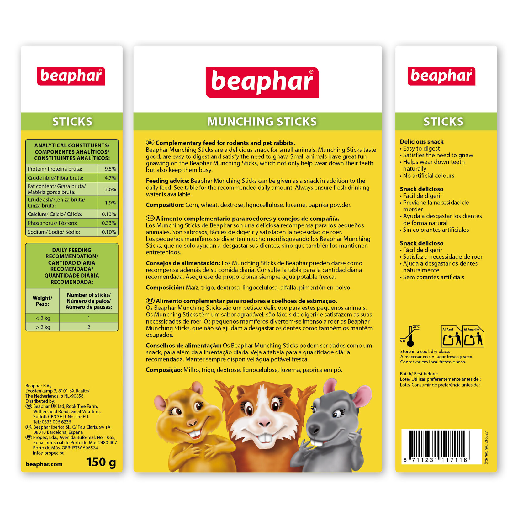 Beaphar Munching Sticks Small Animal Treats, 150g