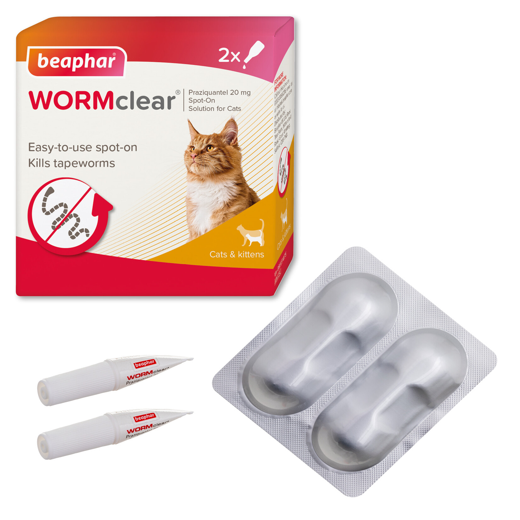 Beaphar WORMclear Cat Spot-On Wormer for Cats, 2 pipettes