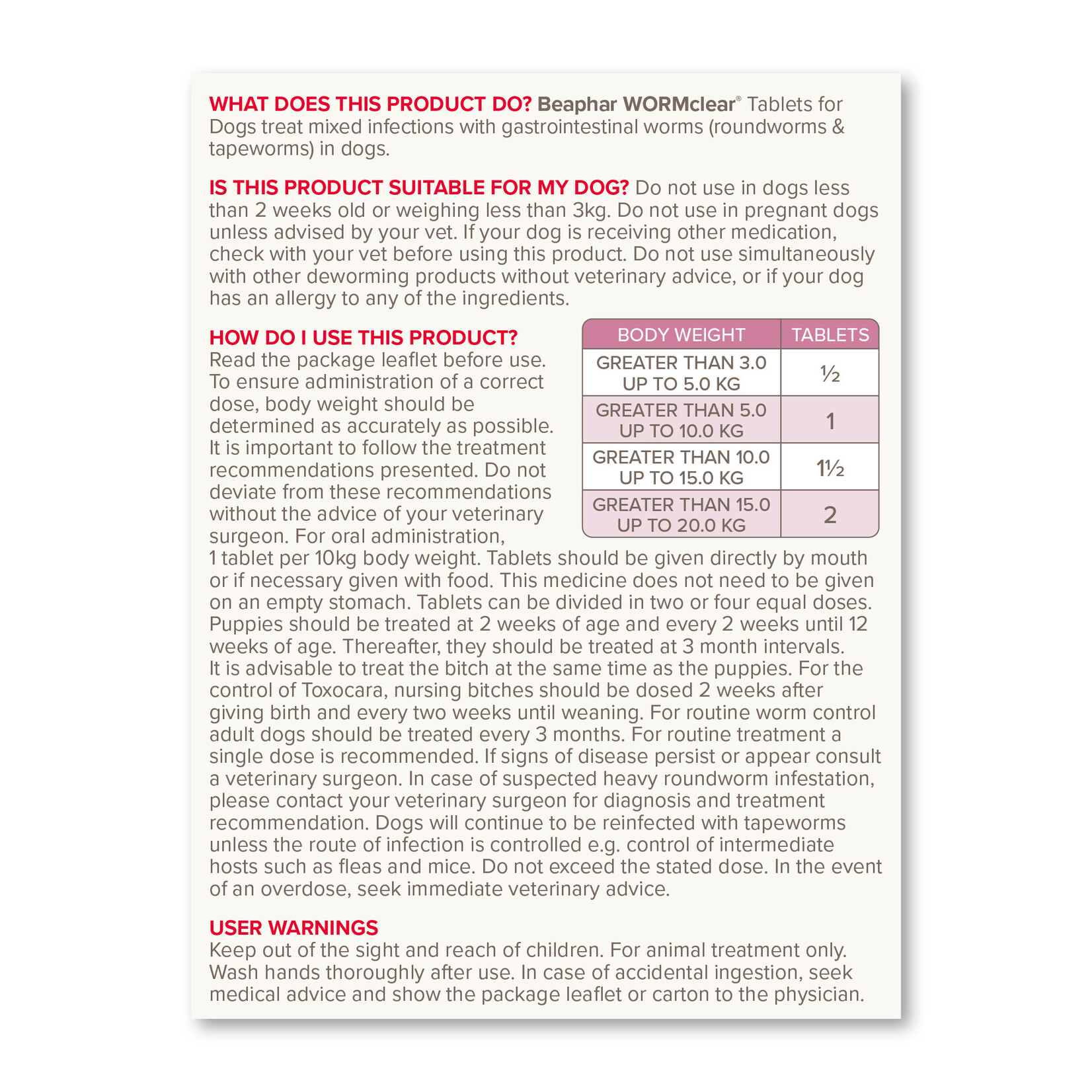 Beaphar WORMclear One Dose Wormer for Dogs