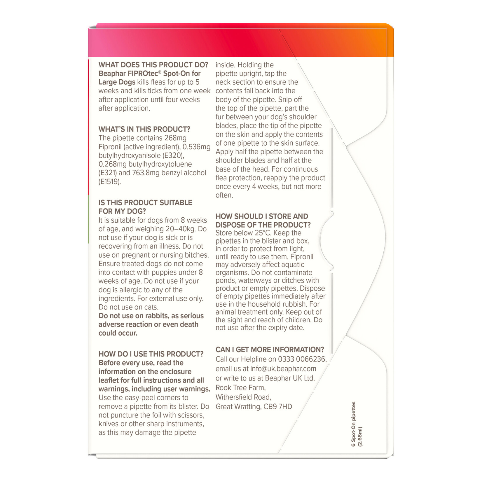 Beaphar FIPROtec Flea & Tick Spot On Solution for Large Dogs